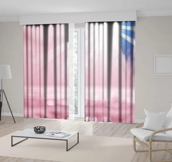 

Curtain Palm Leaf Sun Lights Reflection on Sea Tropical Beach Summer Seascape Photo Pink Blue