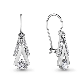 

Aquamarine long earrings with cubic zirconia, 925 sterling silver
