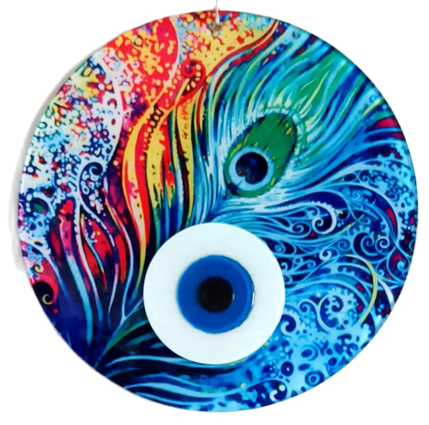 

40 Centimeter Feather Pattern Large Size Evil Eye Beads Wall Ornament