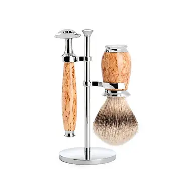 

S091h55sr Mãœhle Purist, Karelian Masur Birch 3 PCs silver tip Badger/razor blade Set