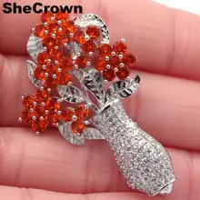 47x29 мм красивая ваза Форма создан оранжевый Спессартин Гранат CZ свадебные европейские серебряная брошь