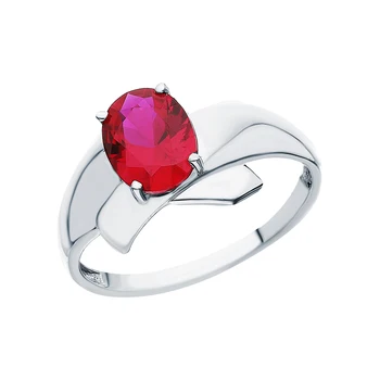 

Silver ring with rubies synthetic sunlight sample 925