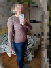 Women Sweater Tops Pullover Crew-Neck Ribbed Thumb-Hole Knitted Basic Cotton Solid 