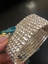 Pulsera elástica con diamantes de imitación de cristal para mujer, brazalete de oro ostentoso, joyería nupcial para boda, 4/5/8 filas
