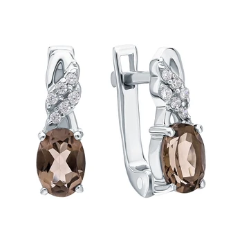 

Silver earrings with раухтопазами and cubic zirconia sunlight sample 925
