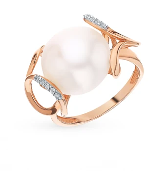 

Gold ring with cubic zirconia and pearls sunlight sample 585