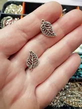 Colgantes de hojas de árbol de 17x9mm, 50 Uds., colgantes, collar, pulsera, tobillera, accesorios para fabricación de joyas, DIY