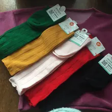 YWHUANSEN-Calcetines transpirables de encaje de algodón para niña, medias hasta la rodilla, para primavera, otoño e invierno, 1 par