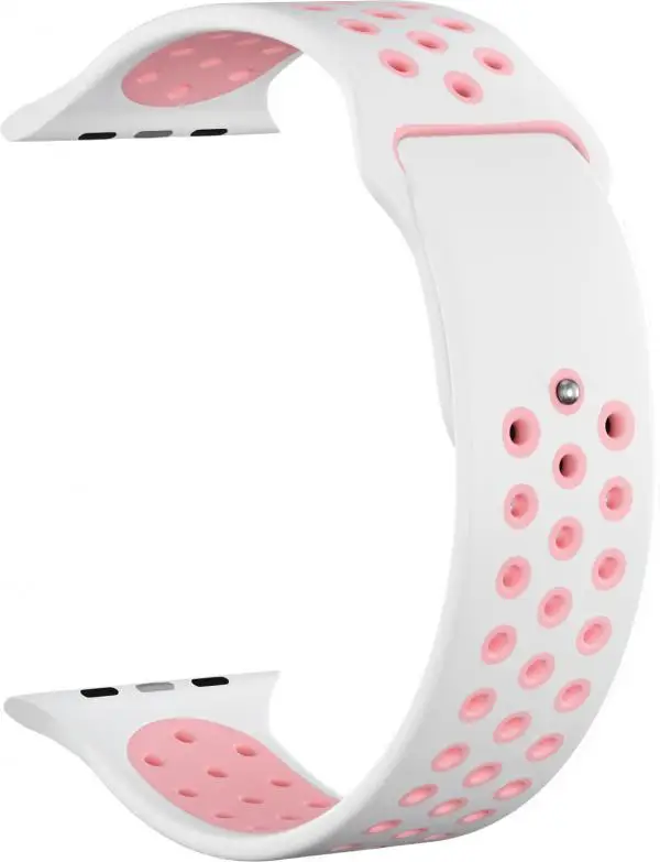 Ремешок силиконовый GSMIN Sport Edition для Apple Watch Series 2 38/40 (Бело-розовый) | Наручные часы