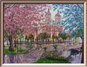 

51090 set for embroidery with beads Astrea 'Evening town', 40x30 cm