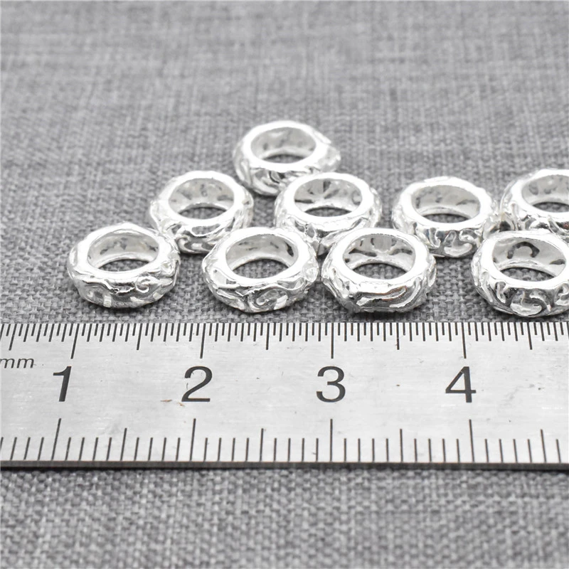 Sterling Silver Spiral Beads 925 Large Hole Donut Spacer for Bracelet  Necklace