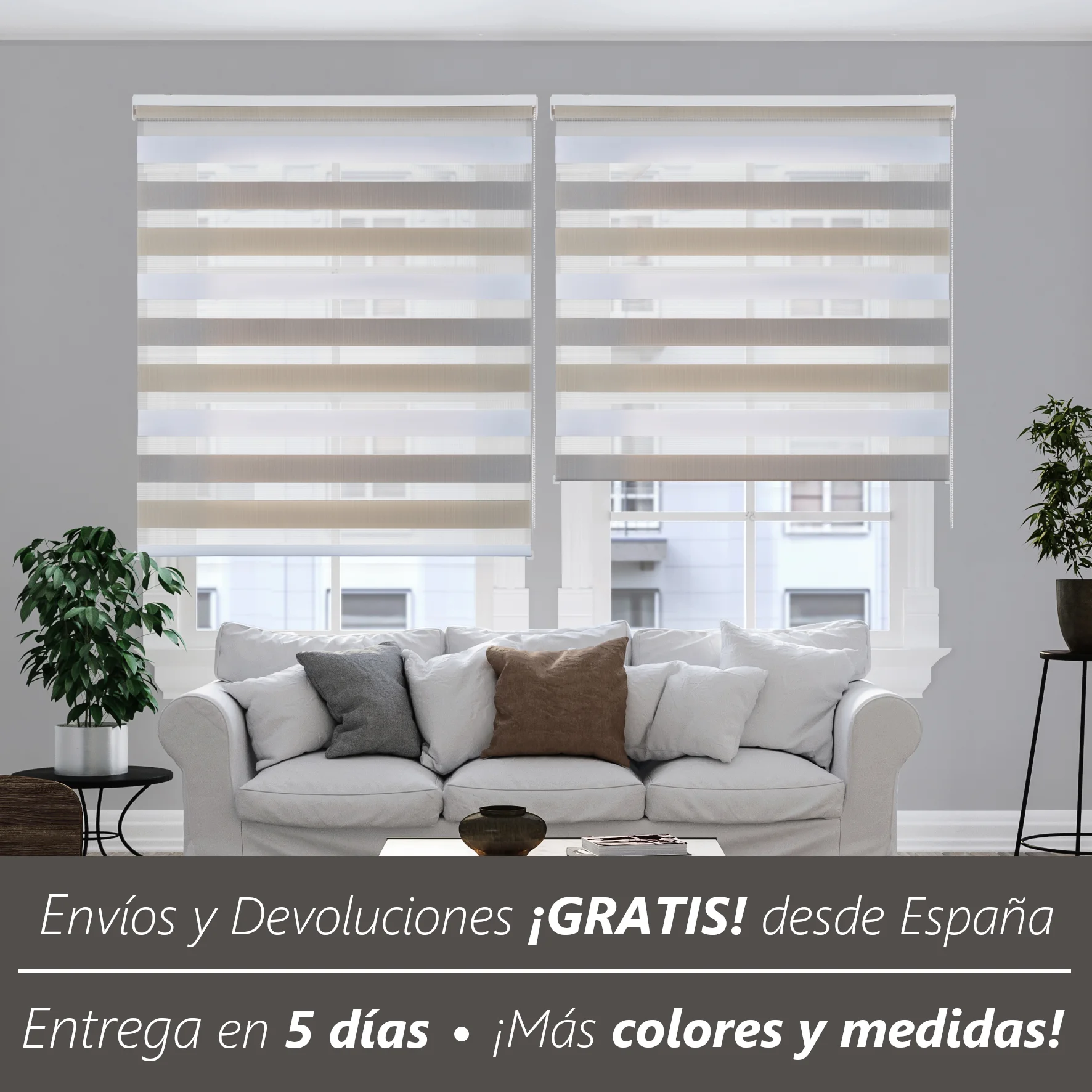 Estores noche y día, estores para ventana enrollables con doble tejido, persianas día y noche, cortinas ideales para salón, comedor, dormitorio, estudio... ¡Disponibles en alto de 250cm para puertas!!|Persianas, cortinas