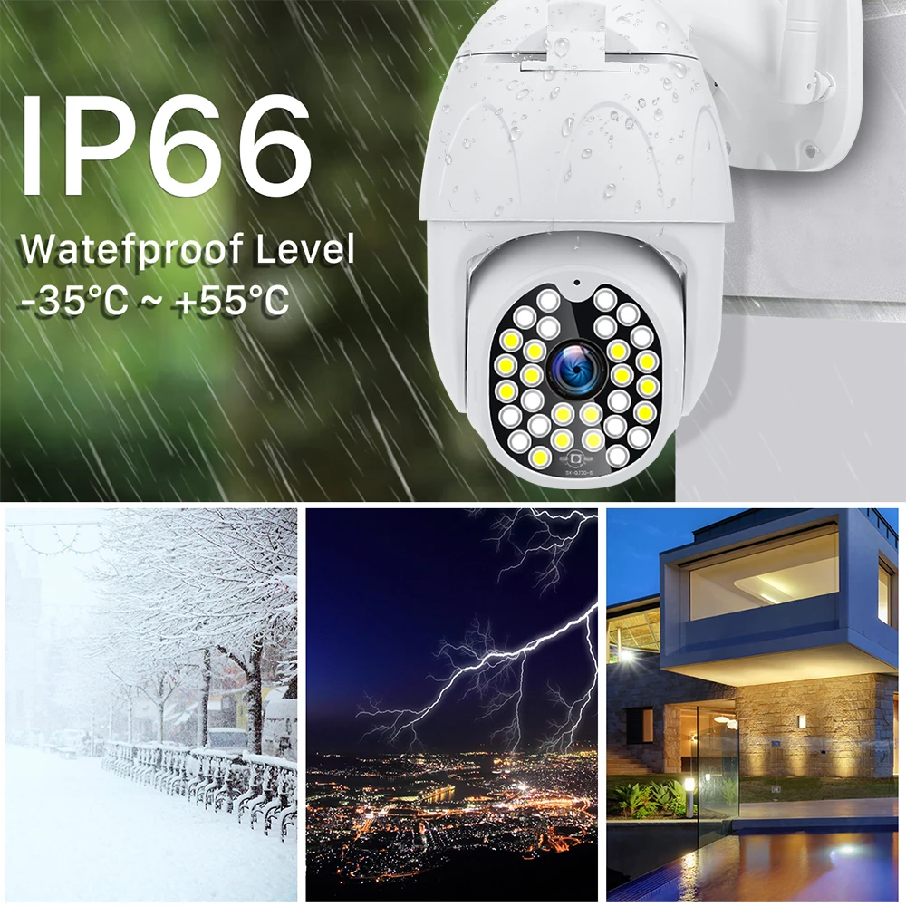 1080P PTZ WIFI камера 2MP автоматическое отслеживание водонепроницаемый CCTV Домашняя