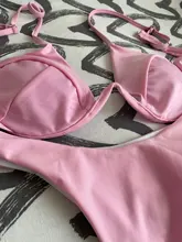 Conjunto de Bikini brasileño sin relleno para mujer, bañador Sexy de realce, traje de baño Bandage en 4 colores, envío directo