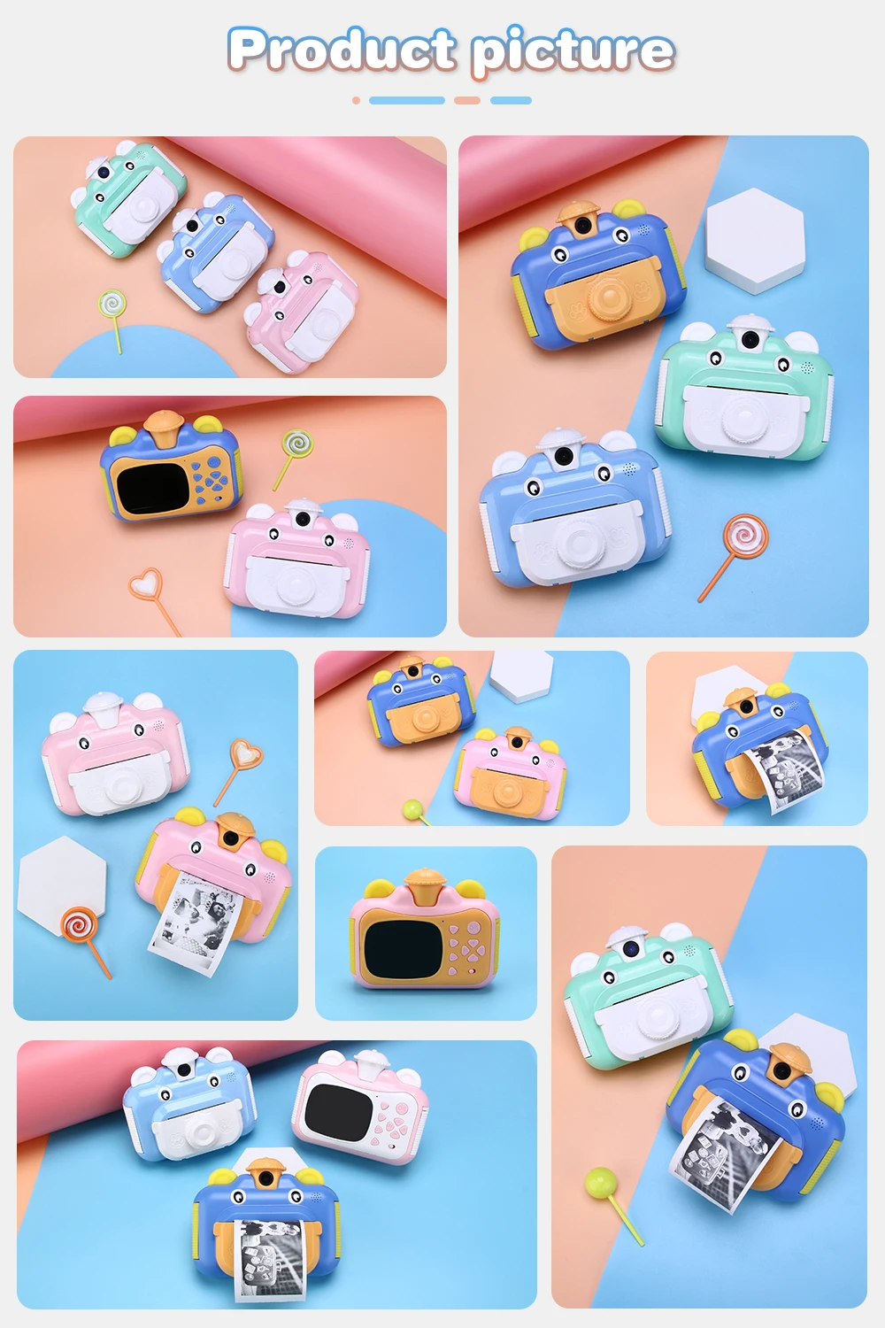 Kids Camera Instant Print Camera For Children 1080P Hd Video Photo Camera Toys With 32Gb Card