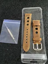 Correa de cuero genuino para reloj, tres agujeros blanda transpirable con correa de reloj, hebilla de cuero de vaca, 20mm, 22mm, Vintage, marrón