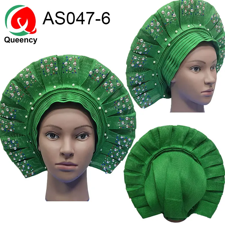 AS047 дизайн уже сделан Авто геле Нигерия дамы головной убор Круг Стиль с бисером и камнем для свадьбы и вечеринки - Цвет: AS047-6