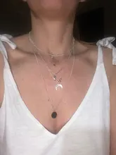 Gargantilla multicapa con forma de cuerno para mujer, colgante de media luna larga, cadena Bohemia, accesorios para vacación