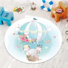 Else Серый слон на воздушных шариках цветы 3d узор принт противоскользящие сзади круглые ковры области ковер для детей Детская комната