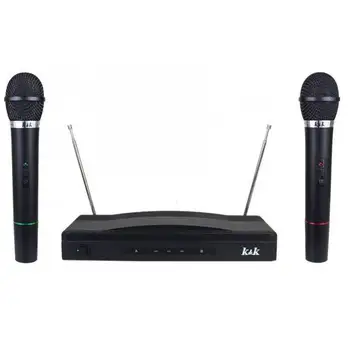 

Pair channel VHF wireless microphone dual channel with control unit kit voice