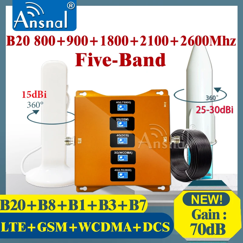 Five-Band Cellular Amplifier B20 800 900 1800 2100