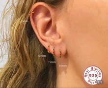 CANNER-pendientes de aro de Plata de Ley 925 auténtica para mujer, pendiente redondo círculo de circón, pendientes para Piercing, joyería de tendencia personalizada