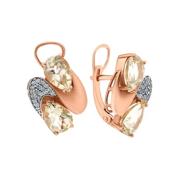 

Silver earrings with quartz and cubic zirconia sunlight sample 925