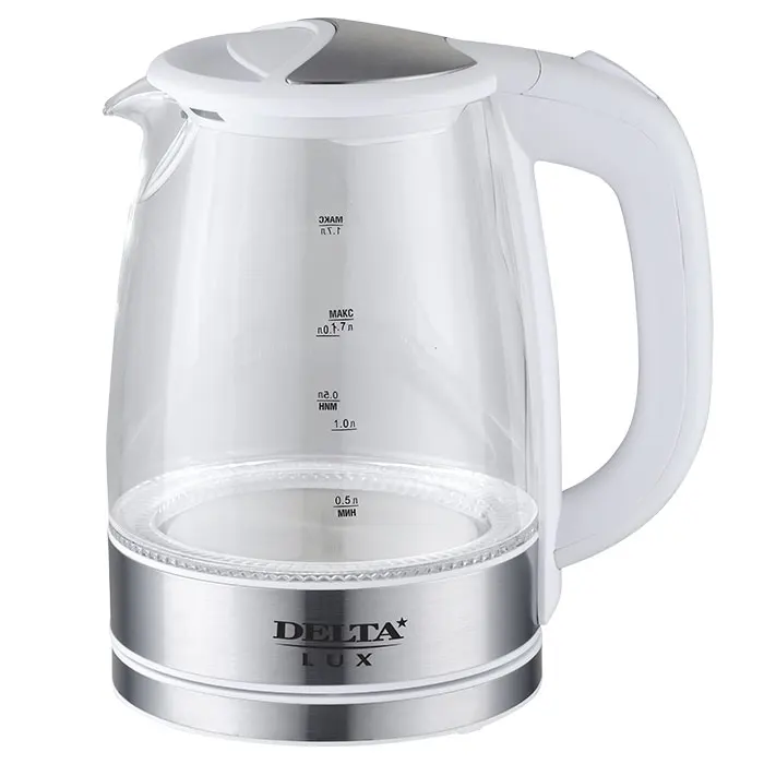 White Чайник электрический Delta Lux DL-1204W, 2200 Вт, 1,7 л - Цвет: White