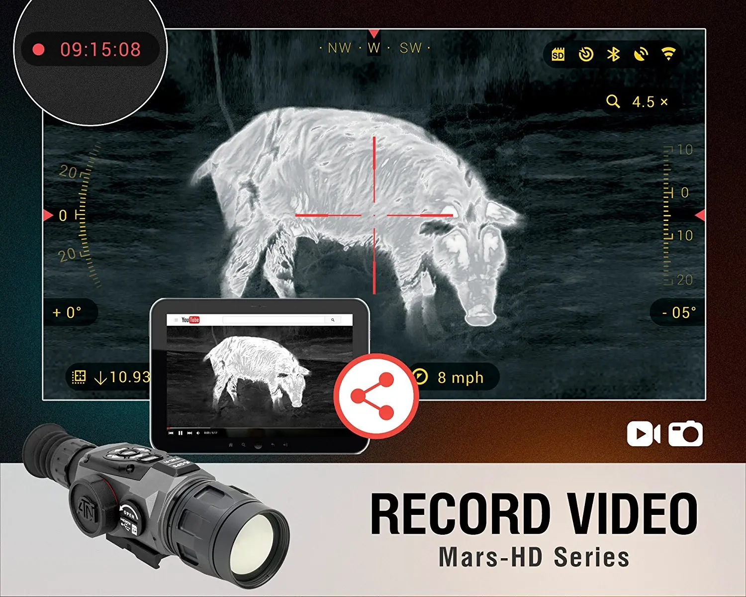 Интеллектуальный цифровой тепловизионный прицел ATNI MARS HD384 2 8x|Оптические прицелы|