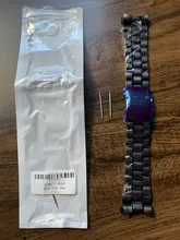 Correa de reloj de acero inoxidable para Samsung Galaxy Watch Active2, extremo curvo sólido de 22mm, 20mm, 46MM, 44MM, banda de reloj negra de 18mm y 24mm