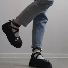 Zapatos de Lolita con plataforma para mujer, calzado de punta redonda y tacón grueso, estilo Kawaii, con hebilla de corazón y zapatos Mary Jane, para Cosplay