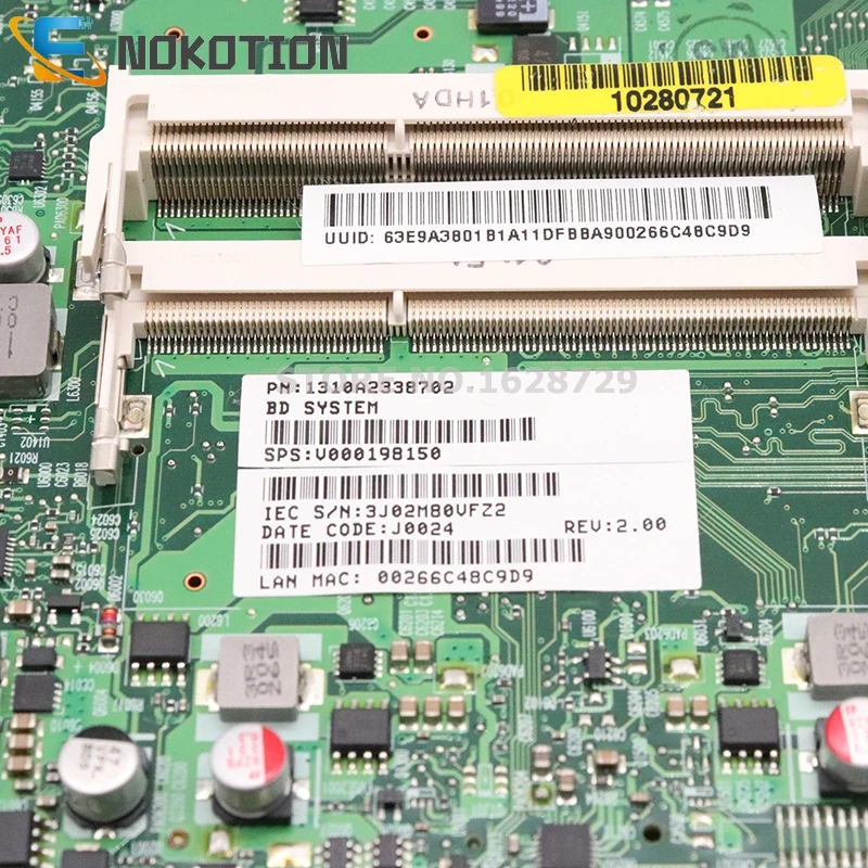 NOKOTION материнский кабан для ноутбука Toshiba Satellite A500 A505 V000198150 6050A2338701 основная плата HM55 DDR3 Бесплатный процессор