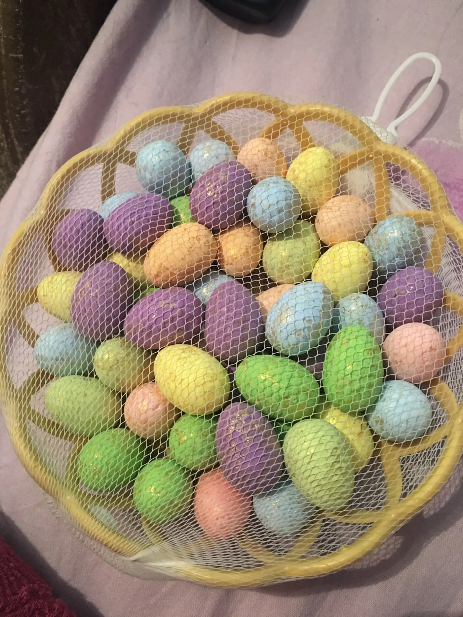 50PCS Mini Glittered Easter Foam Eggs,Basket Stuffers,Party Favor Embellishment 