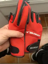 SeaKnight-guantes de pesca deportivos SK03, 1 par/lote, 3 guantes de cuero transpirable de medio dedo, equipo de pesca de neopreno y PU