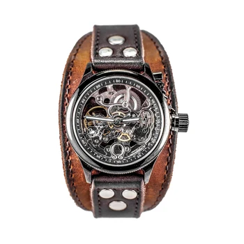 

Watch skeleton YOURTIME Viking men wide leather strap handmade