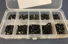 Surtido de tornillos de cabeza redonda, juego de tuercas Din912, M2, M2.5, M3, color negro, 300 unidades/lote