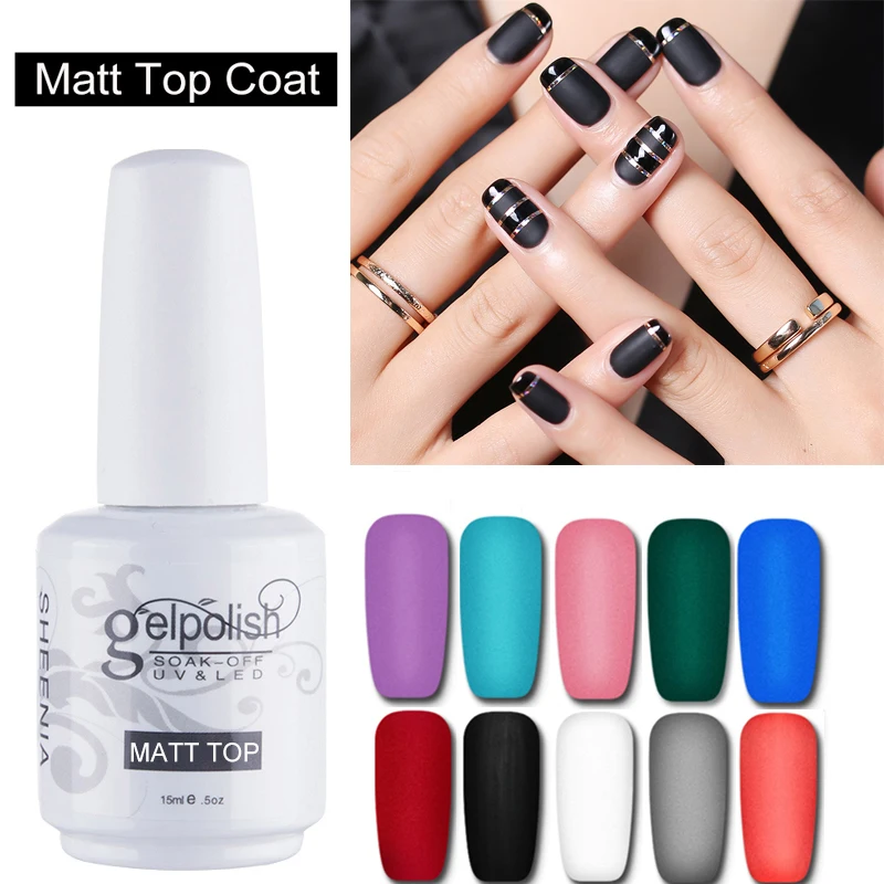 Sheenia 2022 MT025C 15ml Matt Top coat Gel Polish UV LED Nail Art Soak Off Gel Varnish No Sticky Layer Top Coat new 2022 sheenia tc025 top coat gel nail polish uv transparent soak off primer gel polish long lasting gel lacquer nail art