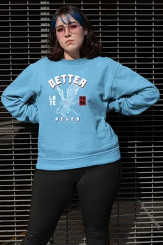 

Angemiel Wear Better Late Never Blue Women Sweatshirts