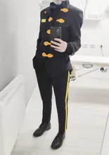 Traje de boda de diseño clásico para hombre, esmoquin de cuello levantado, estilo africano, color negro, azul y morado