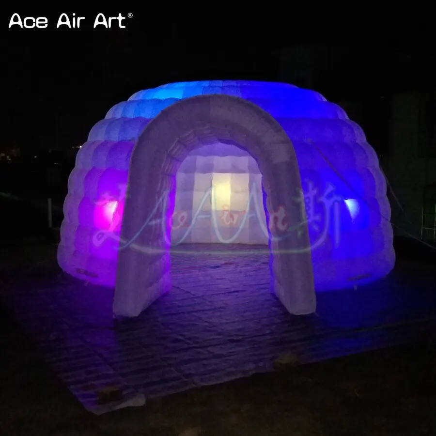 Купольная надувная палатка igloo диаметром 5 м с цветным и портативным светодиодным