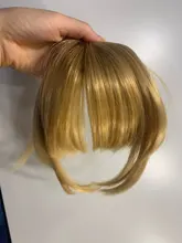 Buqi-extensiones de cabello con flequillo, pinza con flecos falsos en color negro, marrón y Rubio, fibra sintética de alta temperatura