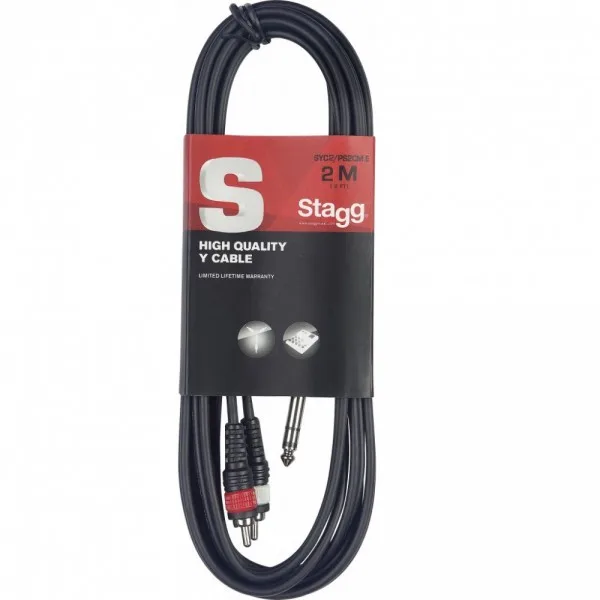 Кабель аудио STAGG SYC2/PS2CM E Stereo Jack 6.35 - 2хRCA 2 м (прямой-прямой) | Спорт и развлечения