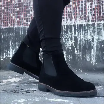

BA0058 Chelsea Step-in Wheel Suede Black Male Half Ankle Boot. Shoe, boot, sneaker, sandalwood, van, chaussure, air, money, flip