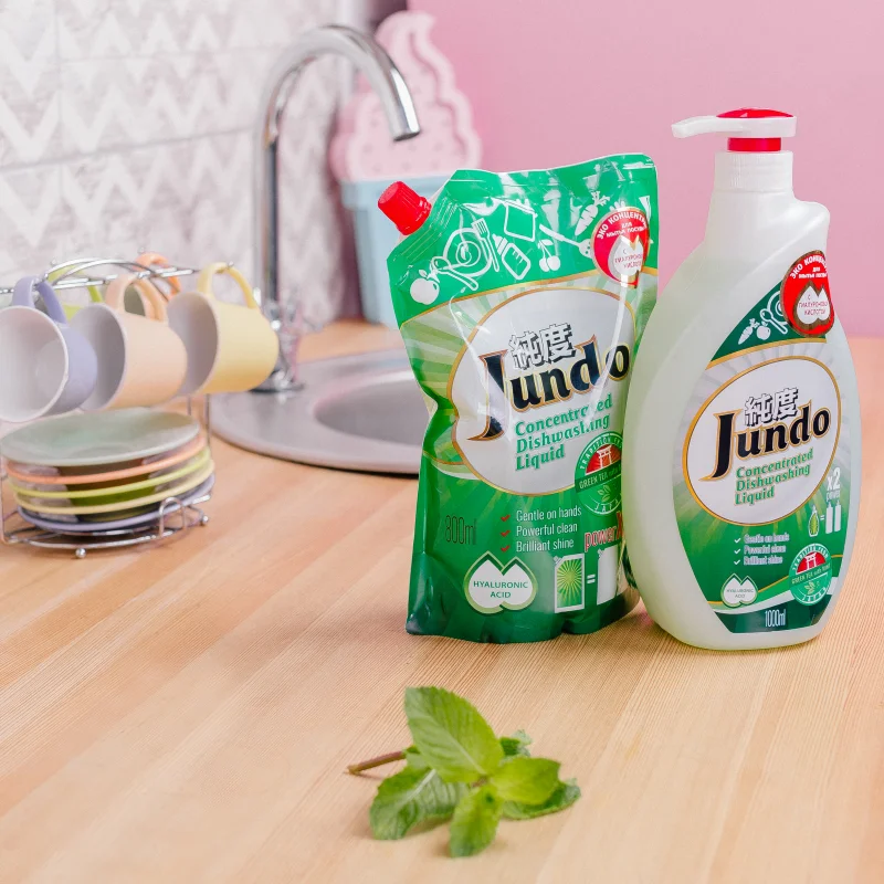 Jundo Концентрированный ЭКО гель с гиалуроновой кислотой для мытья посуды и детских принадлежностей «Green tea with Mint», 1л