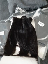 Mechones de pelo de color Natural con cierre, cabello humano brasileño liso de 200g por juego, cierre 4x4 con encaje tipo T