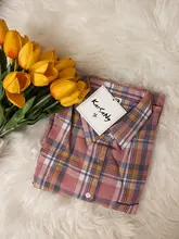 KarSaNy Boyfriend Oversized Shirt Plaid For Women Blouses And Tops Spring Loose Plaid