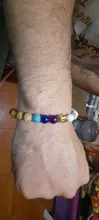 Pulsera elástica para hombres, brazalete de piedra Natural, Ojo de Tigre, 7 Chakras, cuentas de equilibrio de Yoga, pulsera de oración de Buda