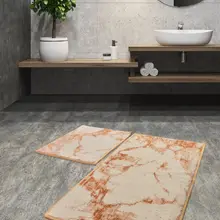 Коврики для ванной нескользящие Противоскользящие коврики Нескользящие анти плесень Sarah Flosl хлопок горчичный 2'Li набор 60X100 cm-50X60 см