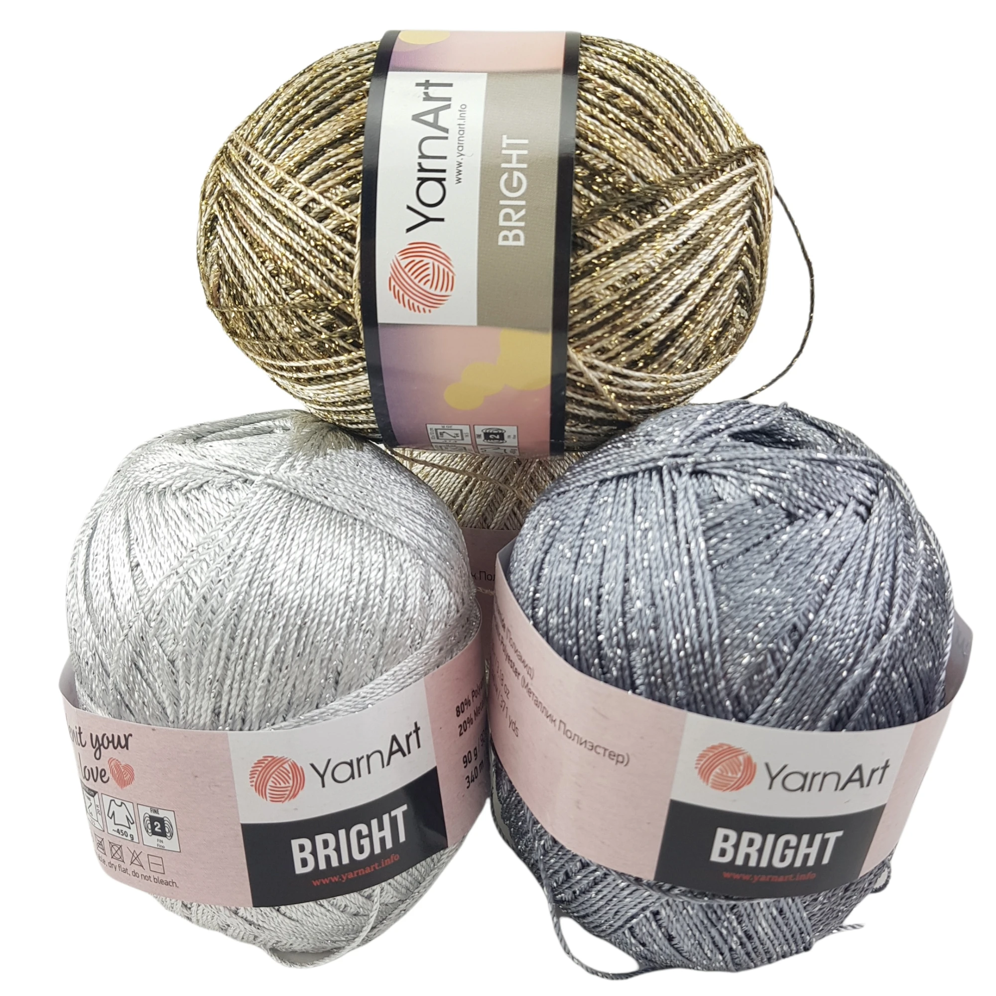 Yarnart Bright Yarn 90gr 340mt %80 Polyamide -%20 Metalic Hand