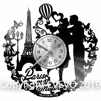 

Paris France Wall Clock Vinyl Vinyl Record Retro Clock Handmade Vintage Gift Style Room Home Decorations Great Gift Clock
